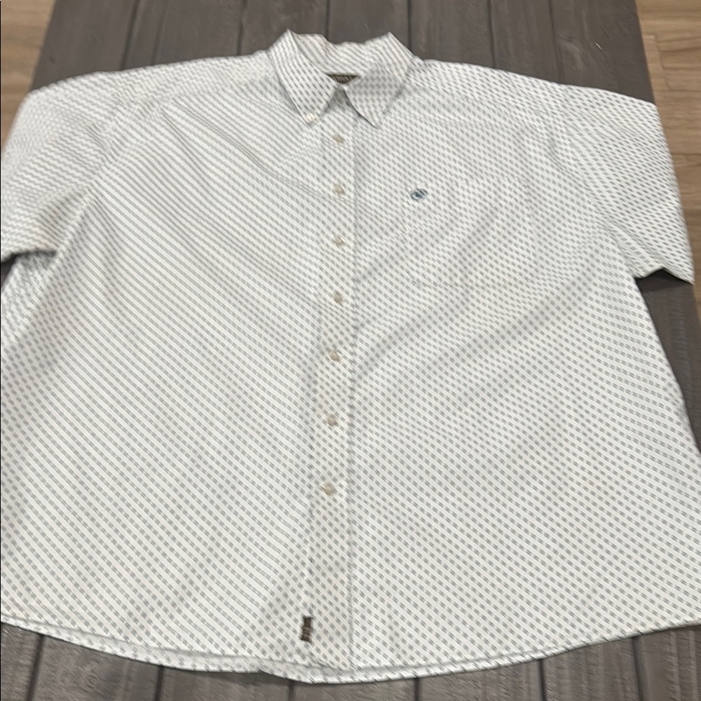 Ariat White Casual Button Down Shirt with Polka Dot Design